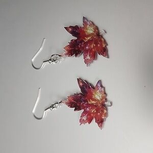 Mapleleaf Earrings Lightweight Acrylic Colorful Fall Autumn